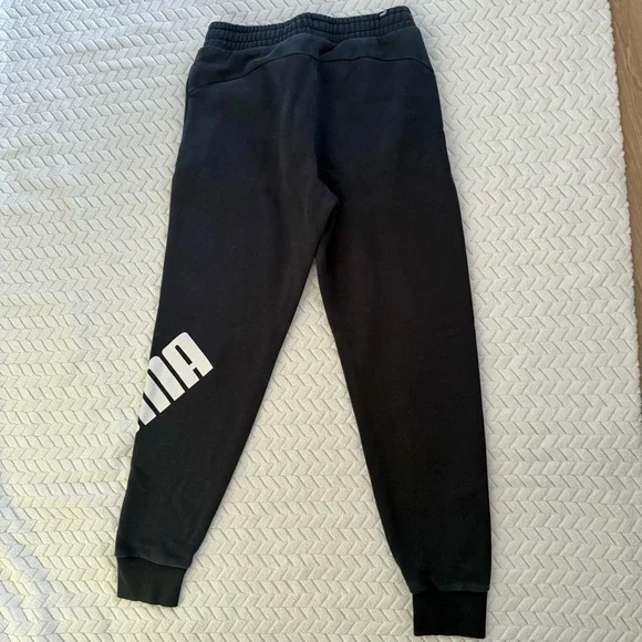 Puma Black Sweatpants with White Branding - Picture 2 of 8